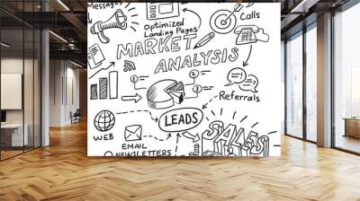 hand drawn sketch of sketch market analysis - PNG image with transparent background Wall mural