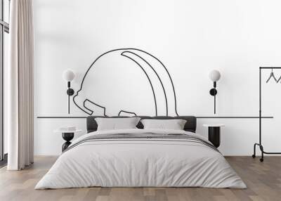 one line drawing of isolated vector object - hard hat Wall mural