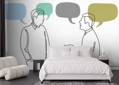 two men talking arguing with speech bubbles with speech bubbles - PNG image with transparent background Wall mural