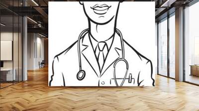 whiteboard drawing - african american doctor arms crossed Wall mural