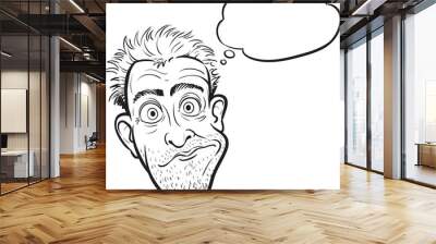 whiteboard drawing - surprised crazy man Wall mural