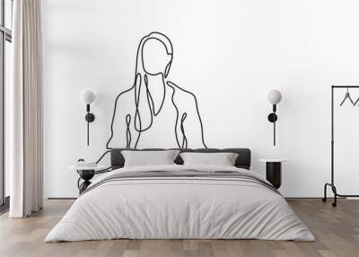 woman meditating - continuous line drawing Wall mural