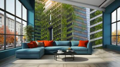 Corporate building in city plants growing Sustainability Sustainable, green energy Wall mural