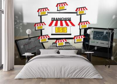 Franchise business concept..global network connection on franchise marketing connection Franchise system Wall mural