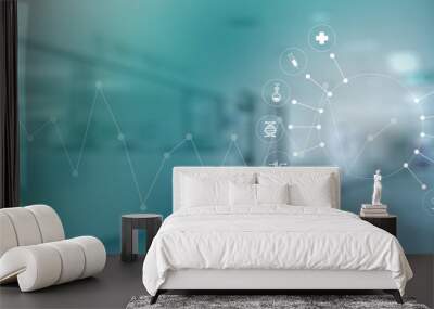 medicine heart Medicine doctor  technology network concept medical network connection Wall mural