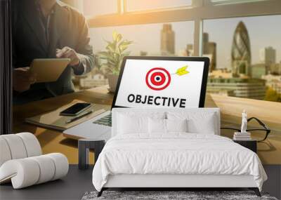 Objectives word , business concept Wall mural