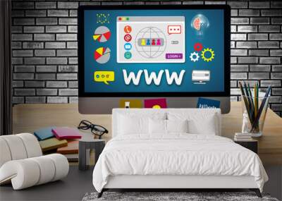 WWW Web Online Global Website Technology  Online Internet Web Pa Wall mural