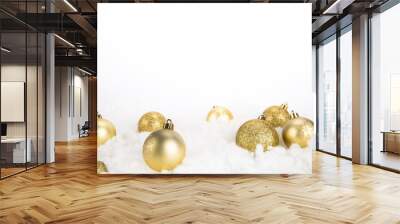 Gold Christmas decoration balls Wall mural