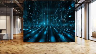 Blue Binary Code Abstract Background Wall mural