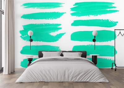 Green brush stroke isolated on white background, Vector illustration. Wall mural