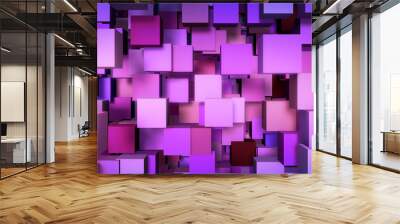 3D rendering of Purple pink Boxes Abstract background Wall mural