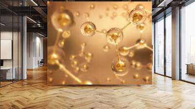 Abstract Structure Background Gold Molecule Or Atom,3d rendering. Wall mural