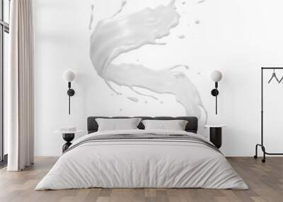 Twisted milk splash isolated on background, liquid or Yogurt splash, Include clipping path. 3d rendering. Wall mural