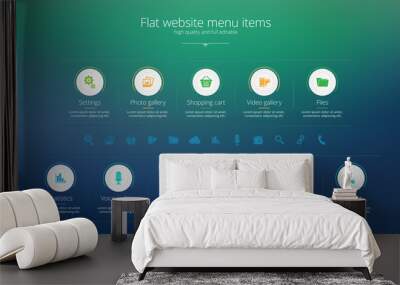 flat web design menu template with solid colors Wall mural