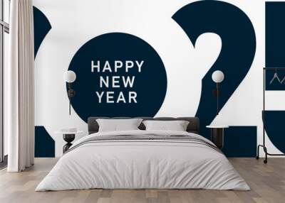 2025 Happy New Year greeting card vector template social media banner design Wall mural