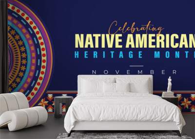 Native american heritage month greeting. Vector banner, poster, card, flyer, content for social media Wall mural