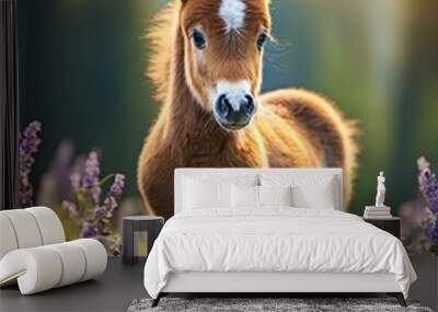 Adorable Foal: Capturing the Charm of a Cute Fuzzy Baby Horse Wall mural