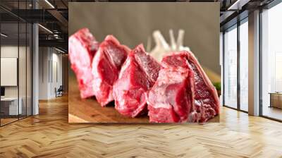 Close-Up of Raw Lamb Chop: 4K Ultra HD Image Wall mural