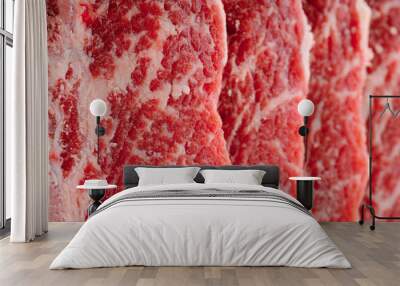 Savory Delight: 4K Ultra HD Image of Close-Up Raw Beef Ribs Wall mural