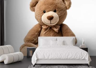 Charming teddy bear plush: Stuffed toy for cuddling, Isolated on Transparent Background, PNG Wall mural