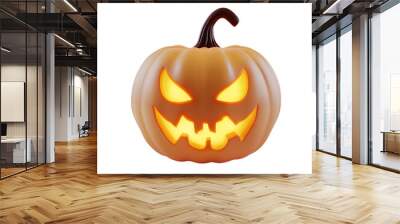 Halloween character with a Jack-o’-lantern face on a pumpkin lantern in a cute 3D render, Isolated on Transparent Background, PNG Wall mural