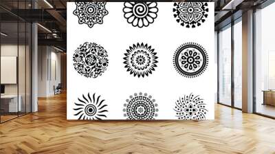 Set of traditional floral round shape mandala ornamental art vector illustration decorative design elements Wall mural