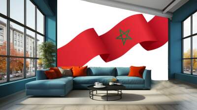 Morocco flag wave  isolated  on png or transparent background,Symbol Morocco,template for banner,card,advertising ,promote,and business matching country poster, vector illustration Wall mural