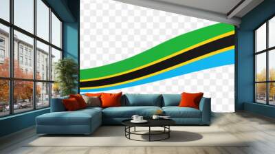 Tanzania flag wave isolated on png or transparent background vector illustration. Wall mural