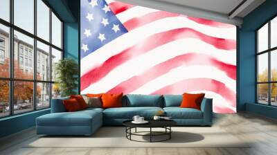 USA flag with watercolor  brush paint textured  Wall mural