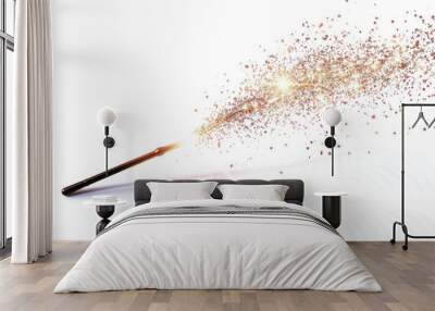 Magical wand creating sparkling spells on white background Wall mural