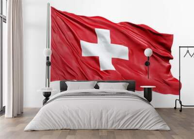 the waving flag of Switzerland with textured patterns. Wall mural