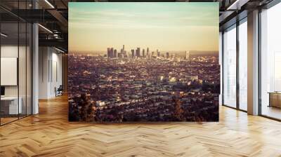 Los Angeles skyline at the sunset Wall mural