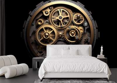 Close-up of Clock Gear. AI technology generated image Wall mural