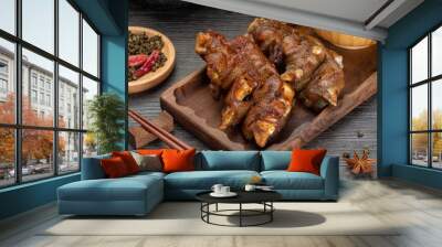 Delicious roast pig feet on the plate Wall mural