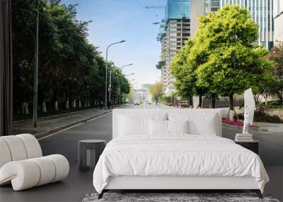 empty highway with cityscape and skyline of chongqing,China. Wall mural