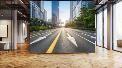 empty highway with cityscape and skyline of shenzhen,China. Wall mural