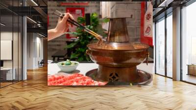 Traditional Beijing cuisine, copper pot boiled mutton Wall mural