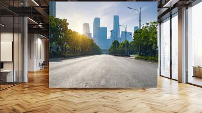 Urban roads and office buildings in the Future Technology City, Hangzhou, China Wall mural