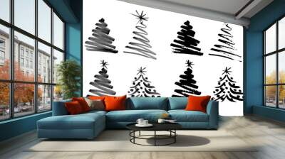 Hand sketch Christmas tree. Vector illustration Wall mural