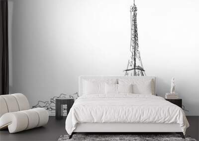 Hand sketch of the Eiffel Tower.  Vector illustration Wall mural