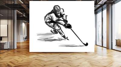 Vector ink sketch hockey player Wall mural