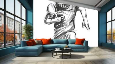 Vector line sketch of american football player Wall mural