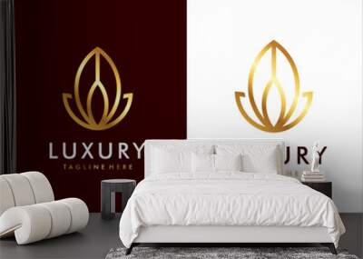 A simple line art nature premium gold logo design identity template elements Wall mural