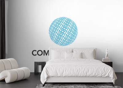 binary globe technology vector logo design template Wall mural