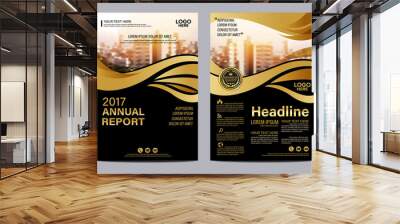 Gold brochure flyer annual report leaflet mock up template layout design Wall mural