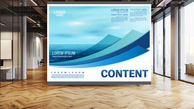 Summer Sea and blue sky presentation layout design template background for tourism travel business. illustration vector artwork. Wall mural