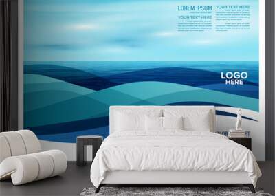 summer seascape brochure flyer mock up template layout for tourism travel Wall mural