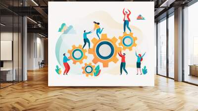 Team building and business peoples success together teamwork concept  Wall mural