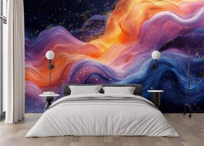 vibrant and dynamic paint splash with embedded holographic chips and silicon wafer patterns capturing the essence of technology in fluid motion Wall mural