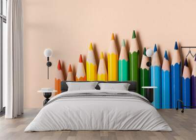 Color pencils isolated on cream background.
 Wall mural